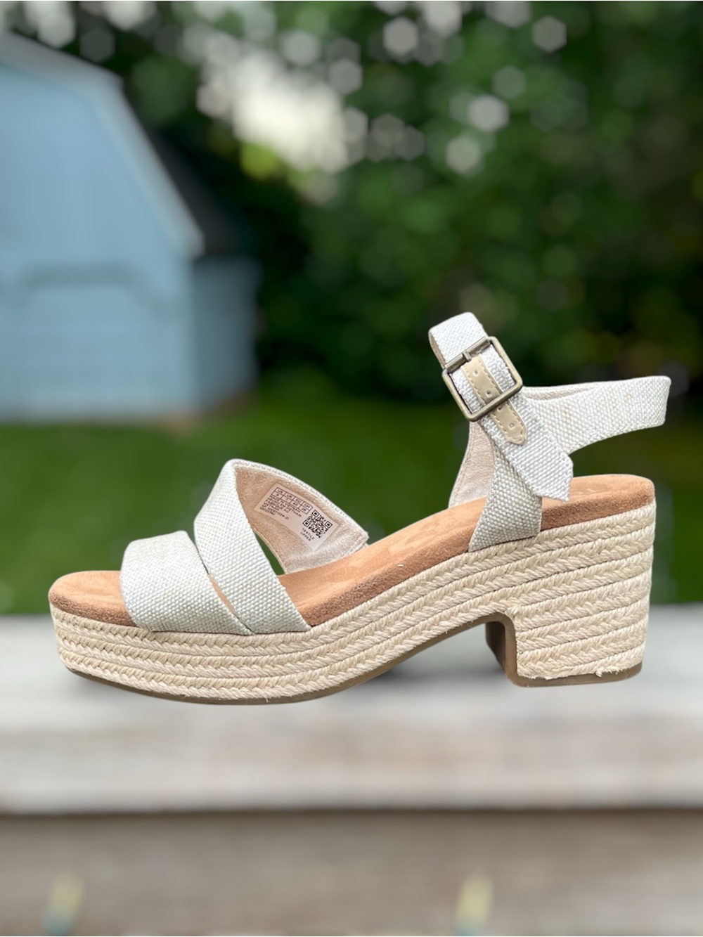 TOMS Kiki Natural Yarn Dye Espadrille Platform Sandals NWT Size 9 - Picture 6 of 10